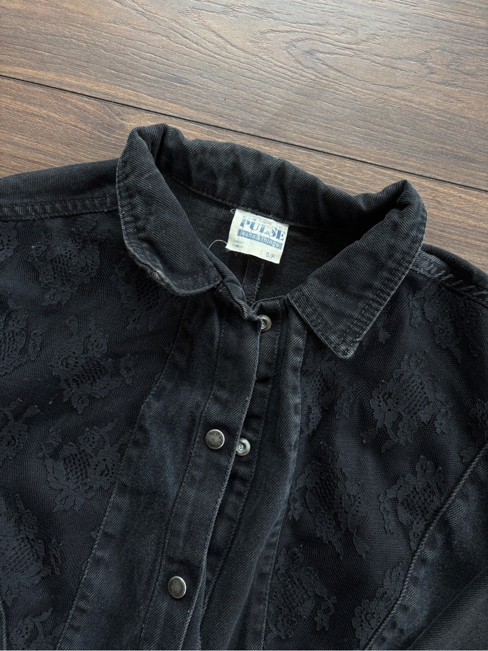 Vintage western black lace denim jacket Pulse - Picture 4 of 6